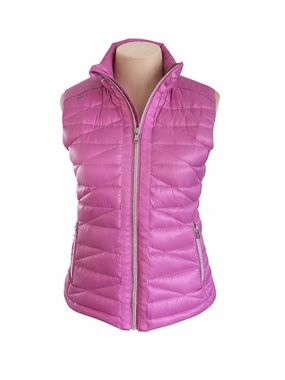 RLX Ralph Lauren Pink Down Puffer Vest XS Lightweight Quilted Zip